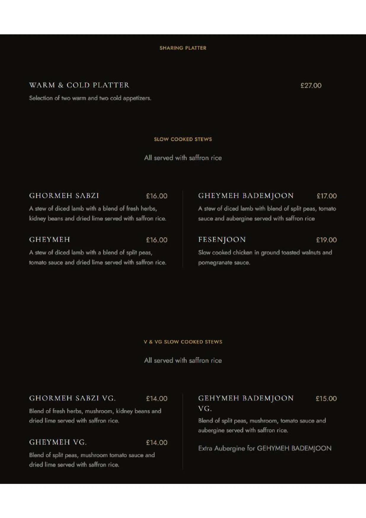 Shiraz Persian Dining menu, page 4