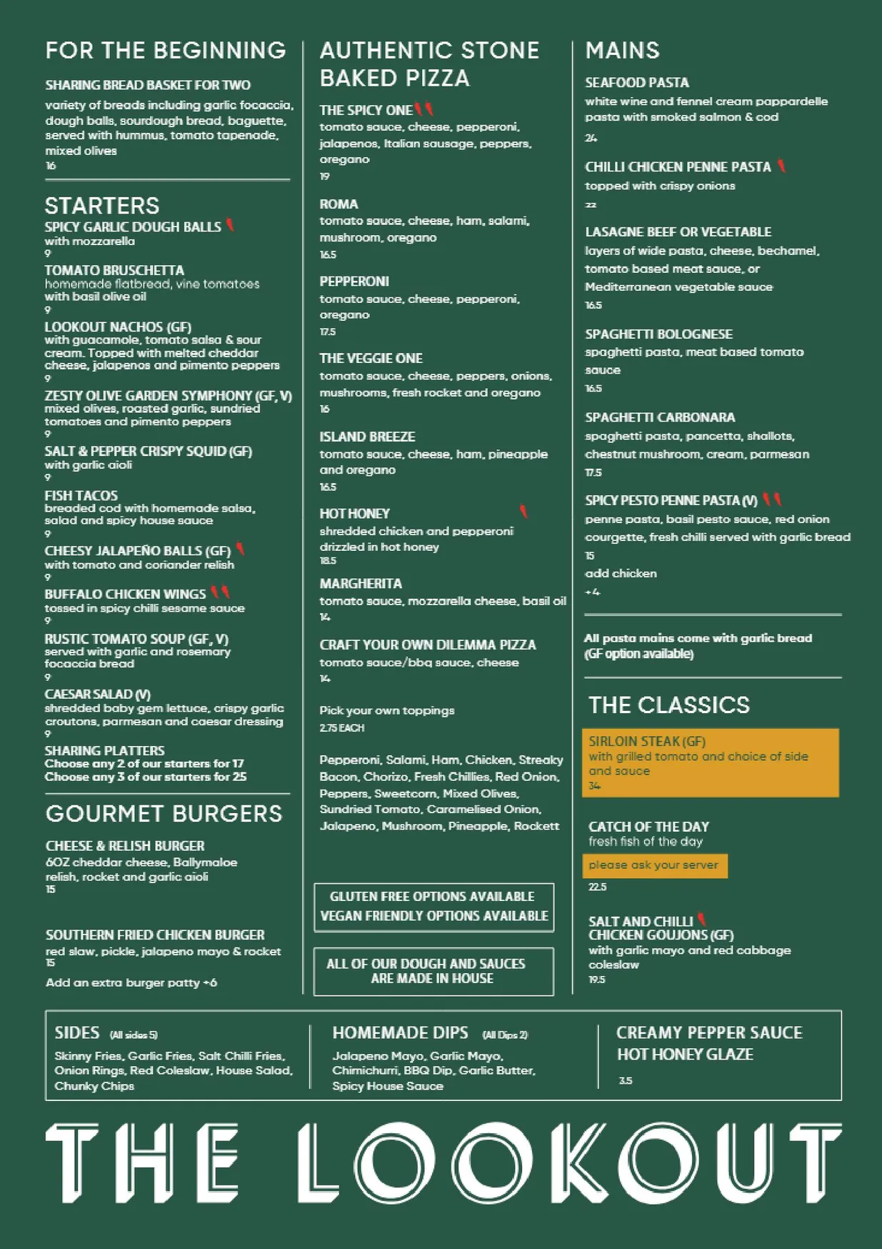 The Lookout menu, page 4