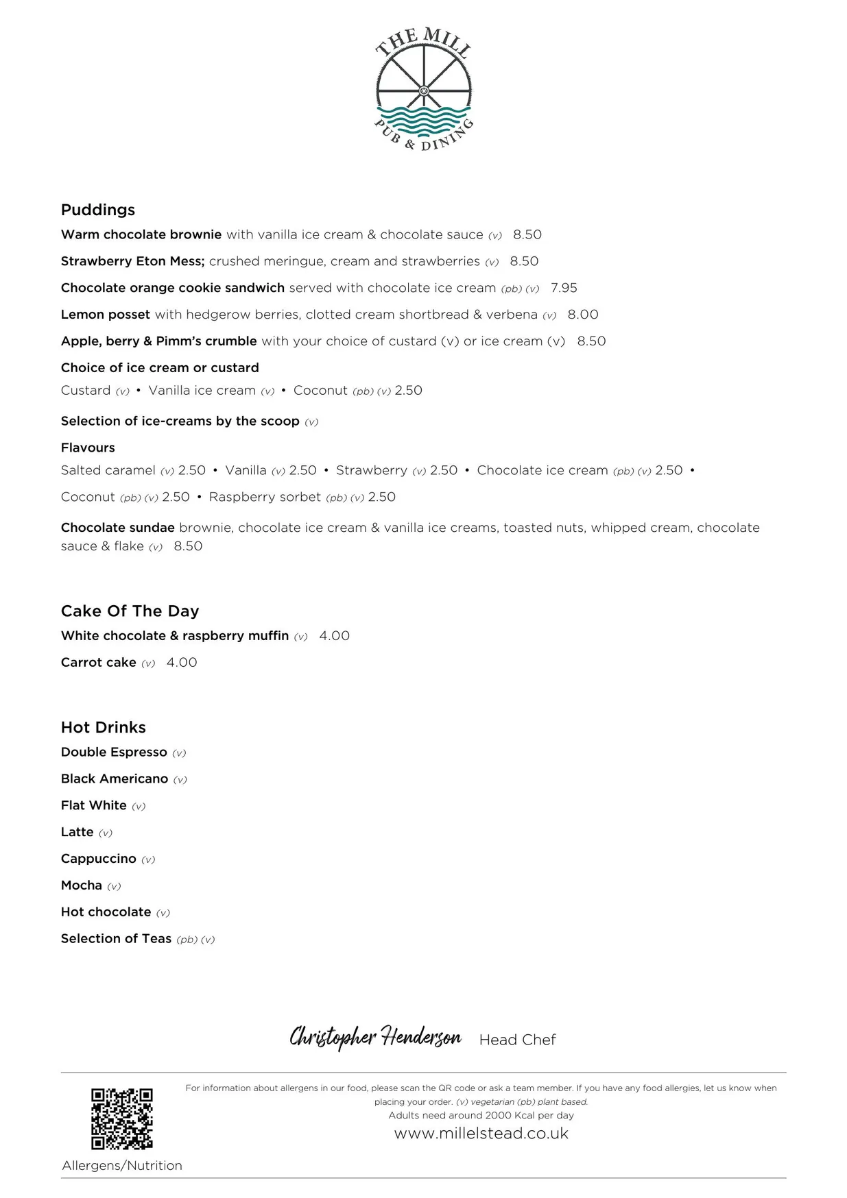 The Mill at Elstead menu, page 4