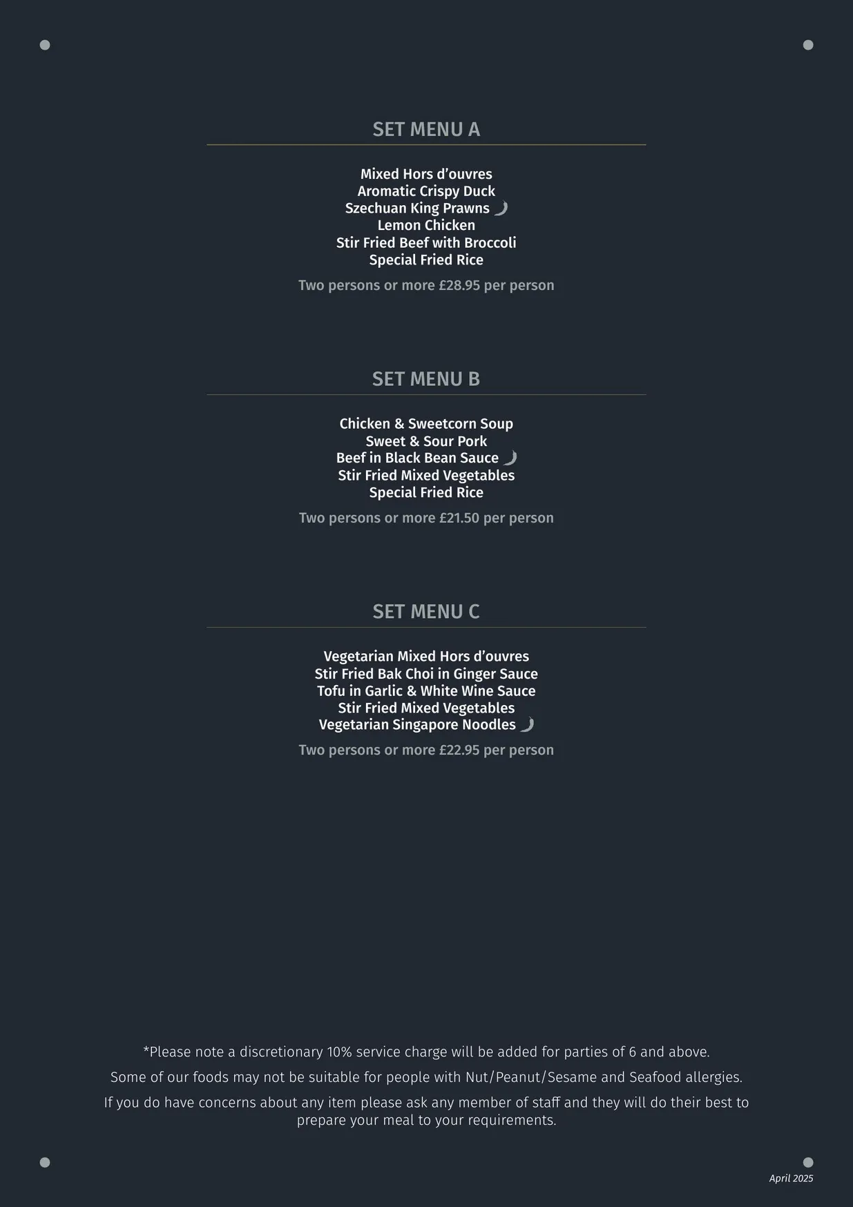 Danny's menu, page 4