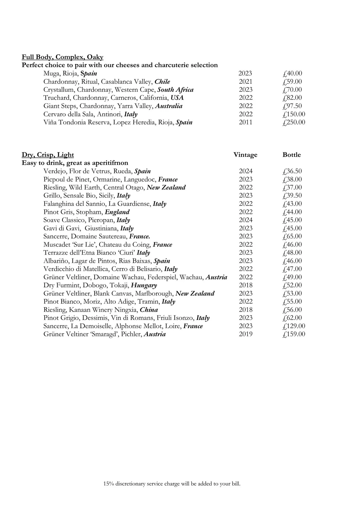 Shepherd Market Wine House menu, page 4