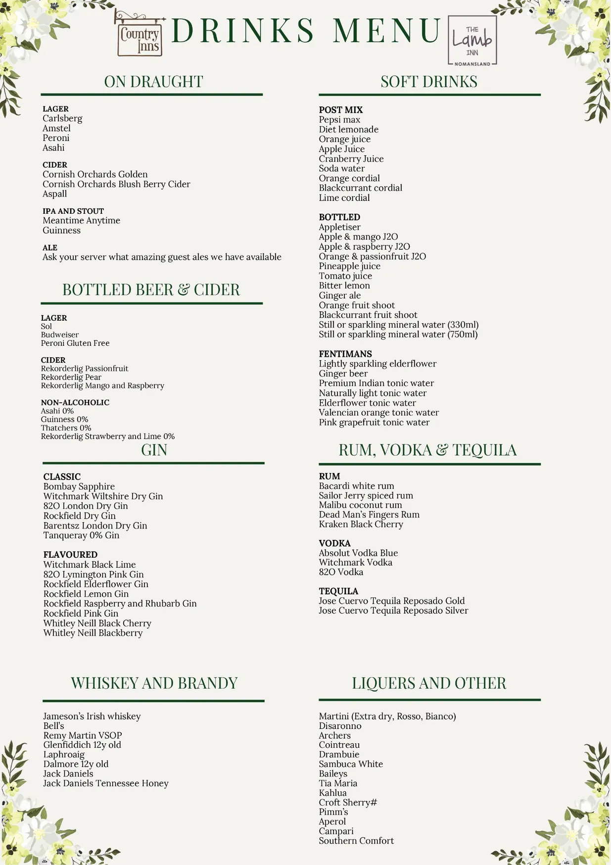 The Lamb Inn menu, page 4