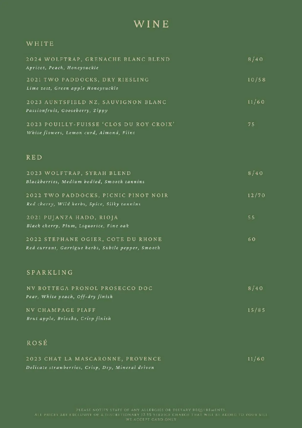 A Little Happiness menu, page 6