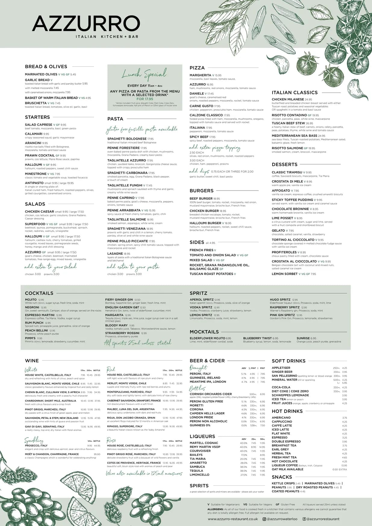 Azzurro menu, page 1