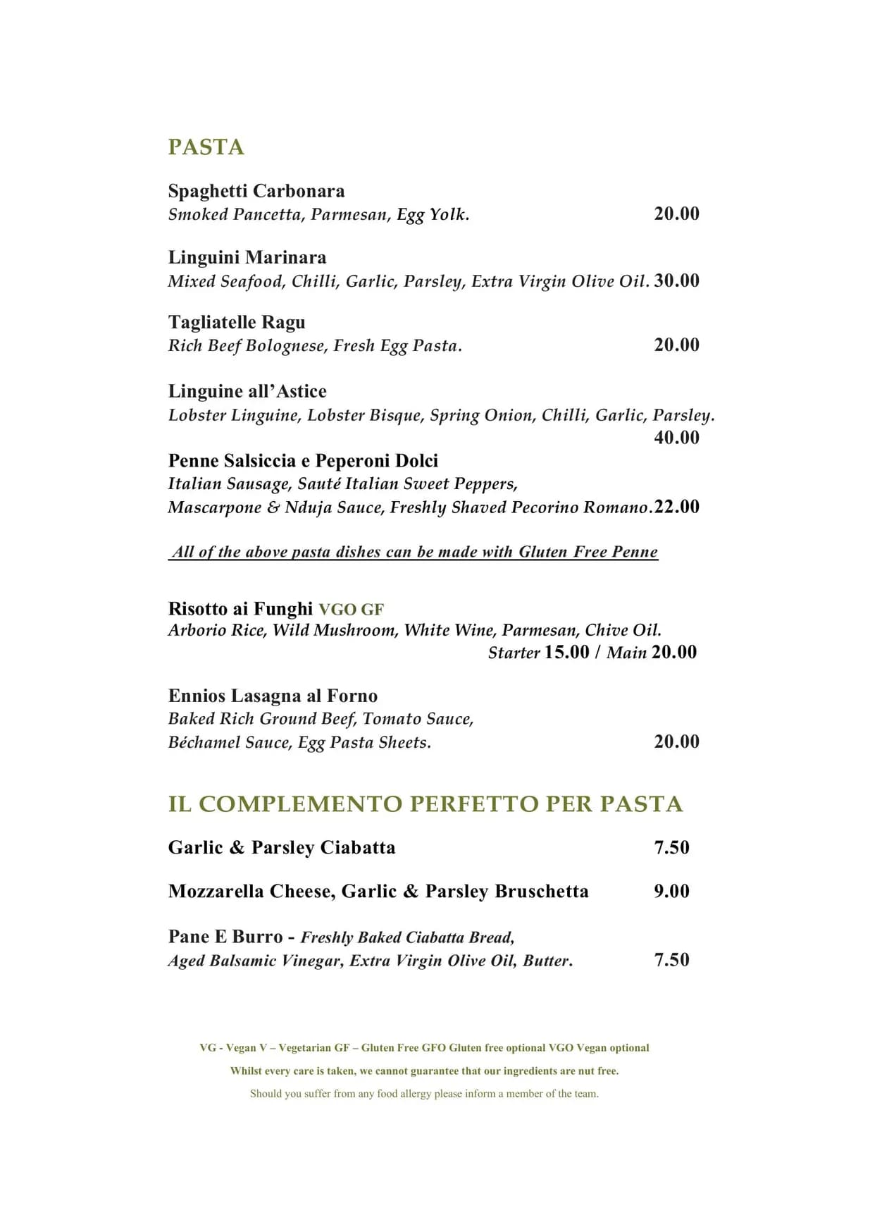 Ennios menu, page 2