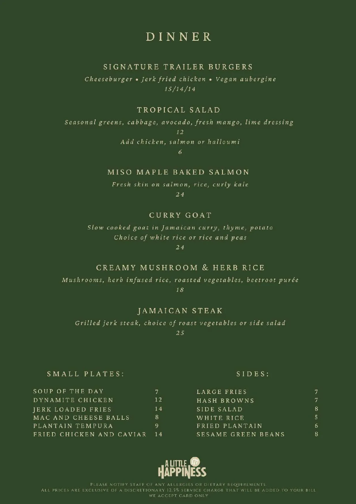 A Little Happiness menu, page 3