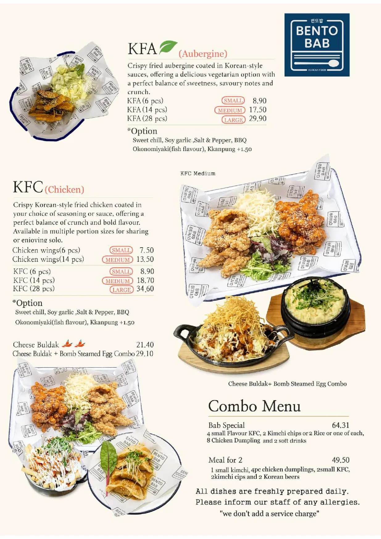 Bentobab menu, page 2