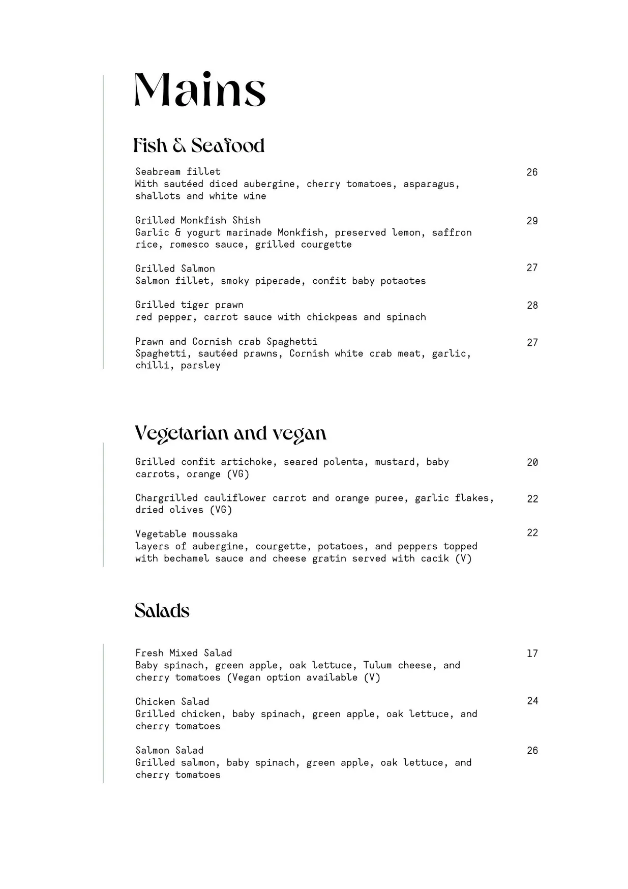 Olea Social menu, page 3