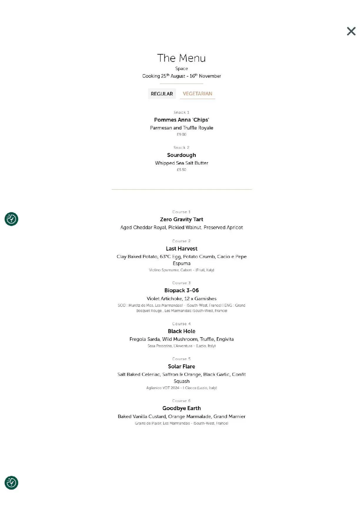 Six by Nico menu, page 2