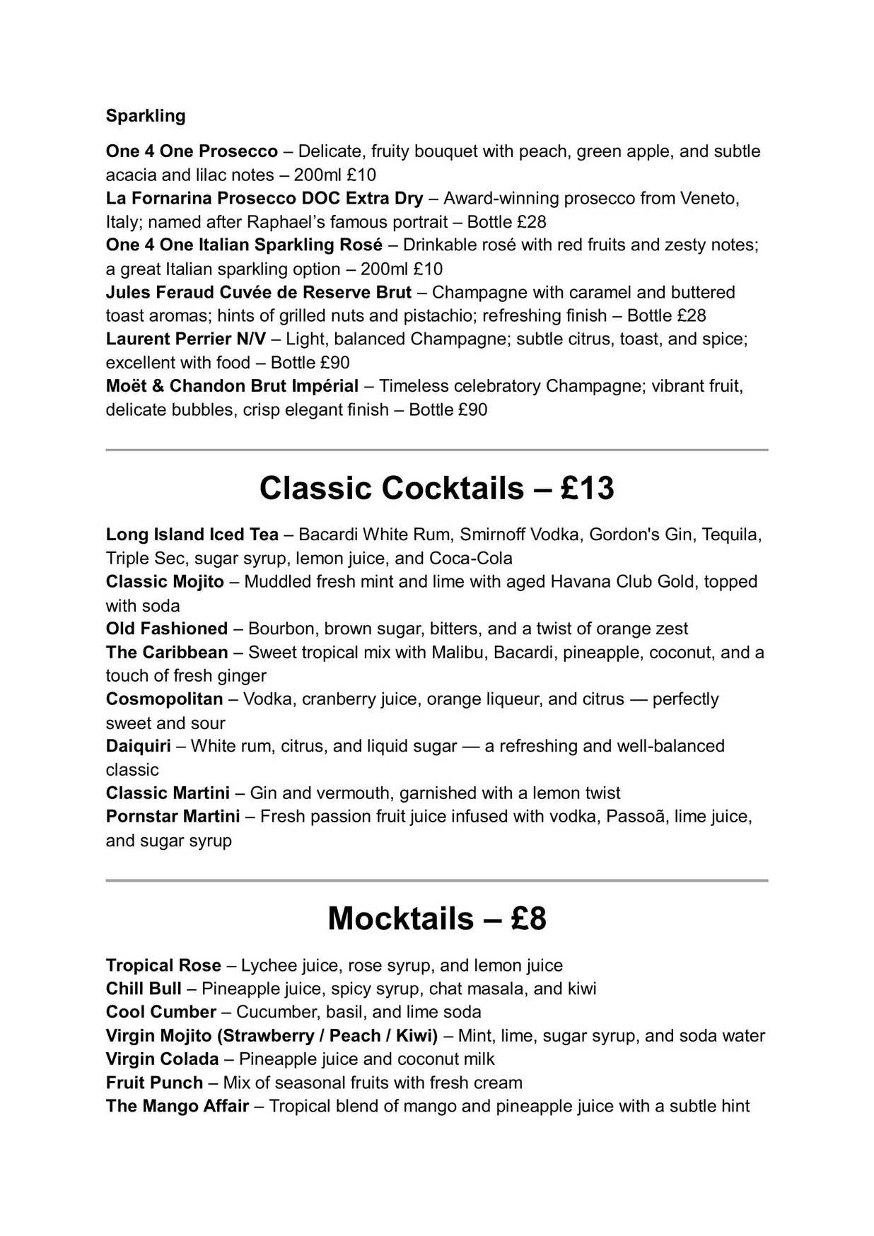 Masakali menu, page 4