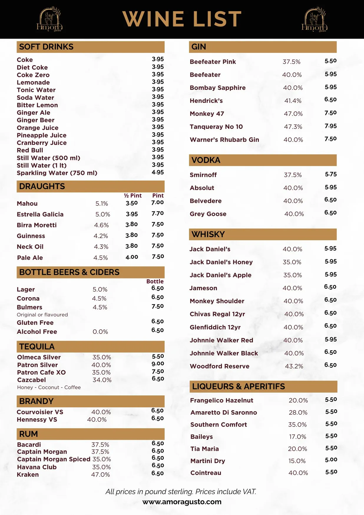 Amora Gusto menu, page 3