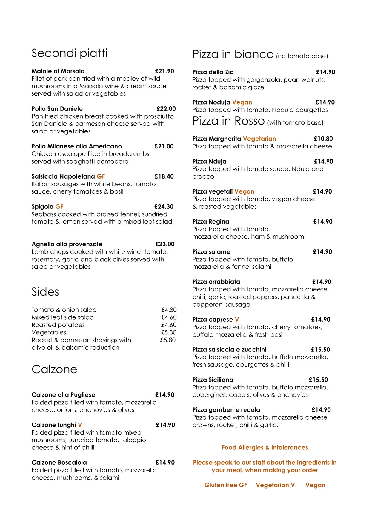 La Margherita menu, page 6