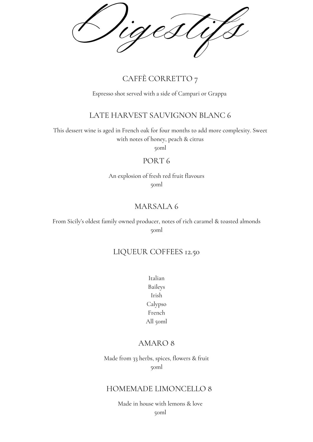 Il Bistro menu, page 3