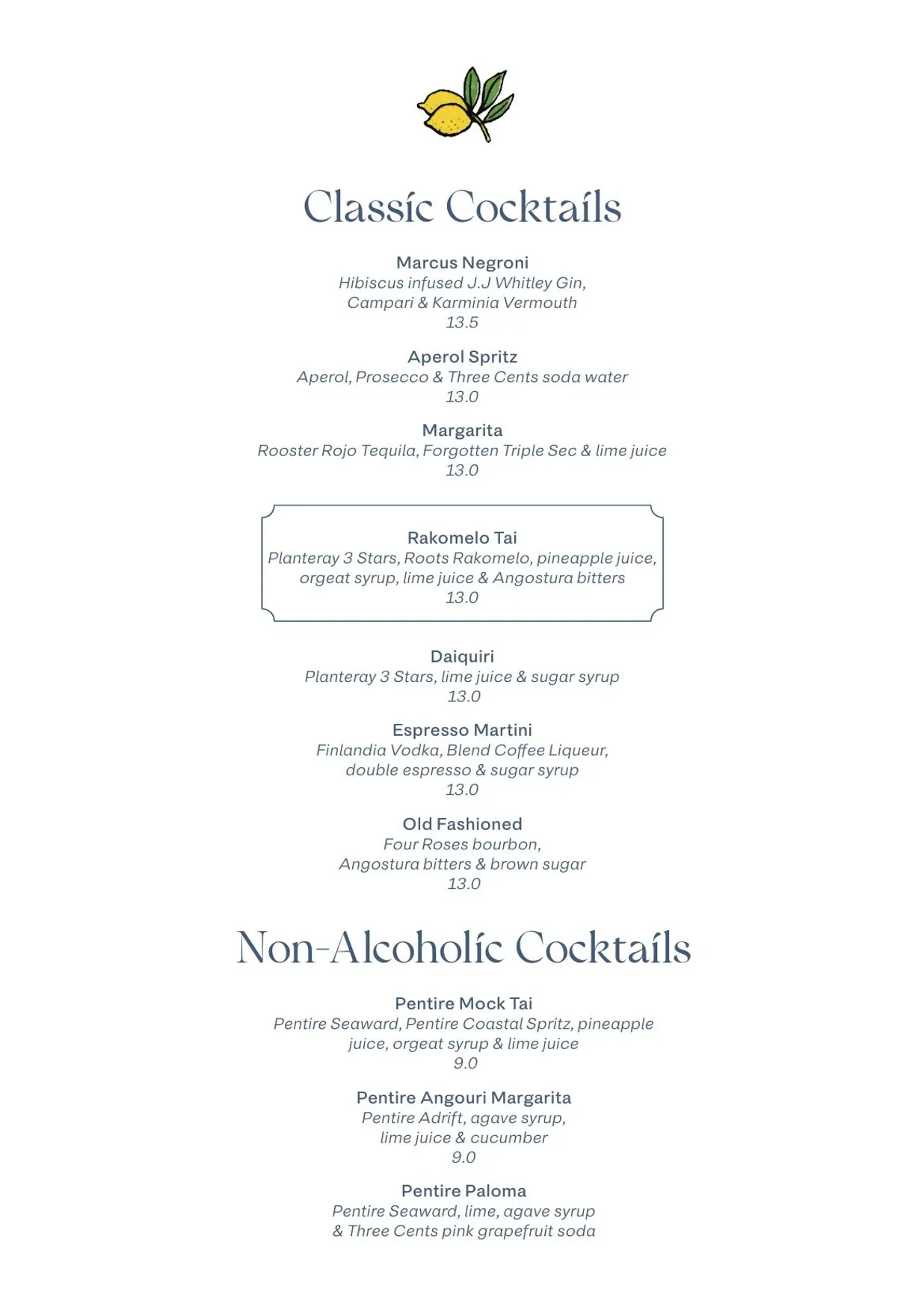 Brother Marcus menu, page 4
