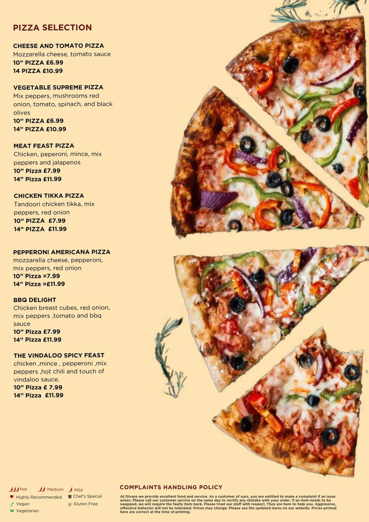 Divans Darbar menu, page 5