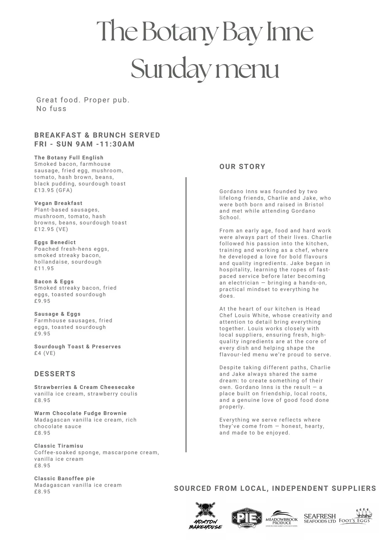 The Botany Bay Inne menu, page 5