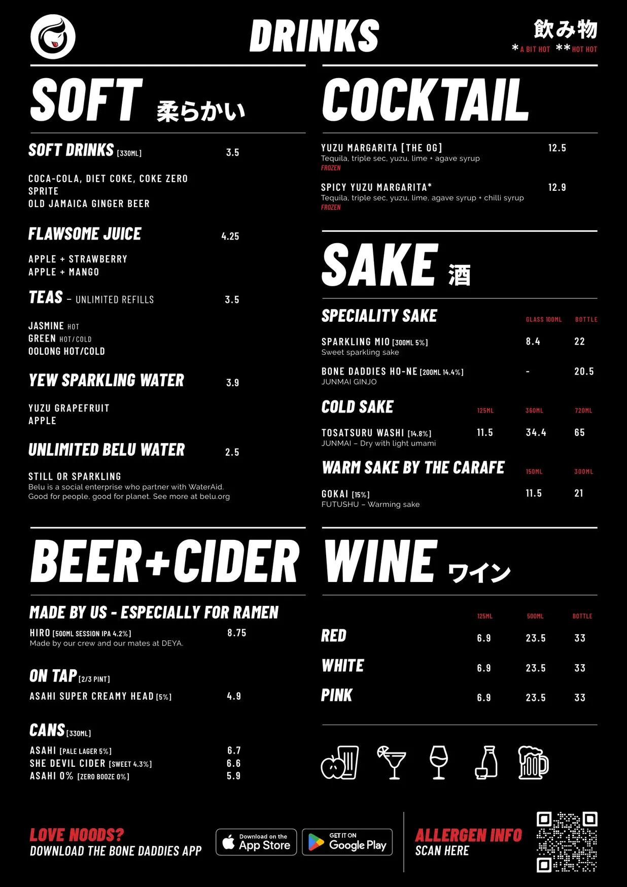 Bone Daddies menu, page 2