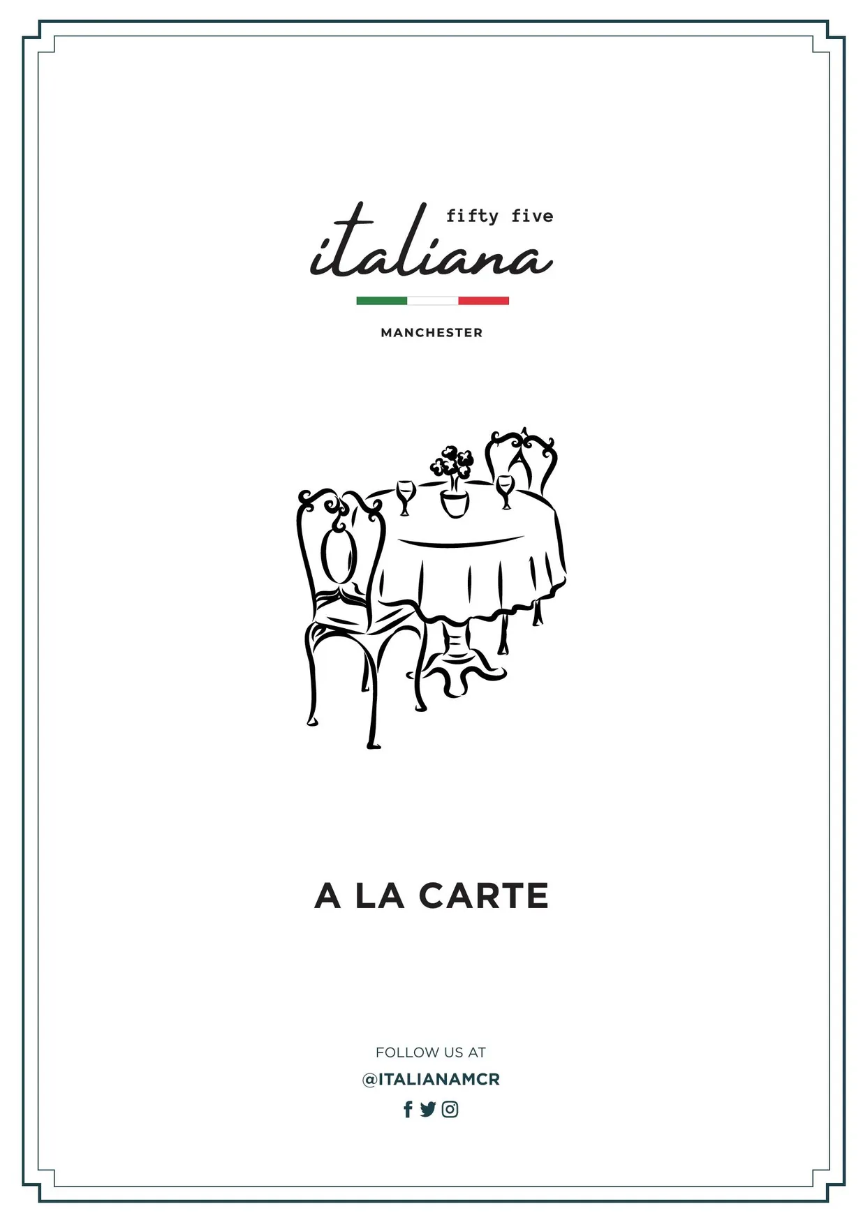 Italiana Fifty Five Didsbury menu, page 1