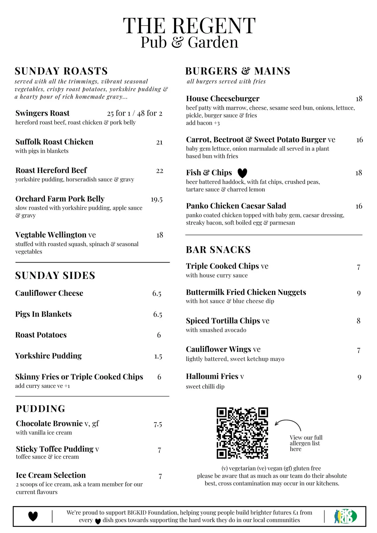 The Regent menu, page 3