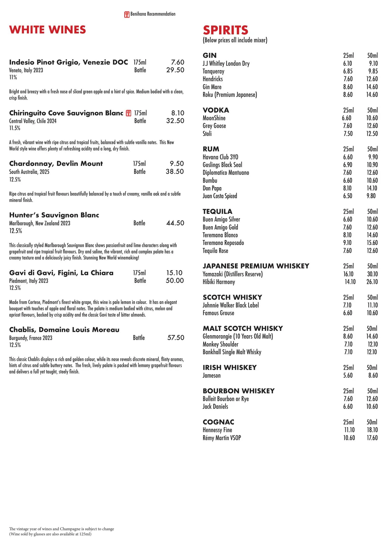 Benihana Covent Garden menu, page 6