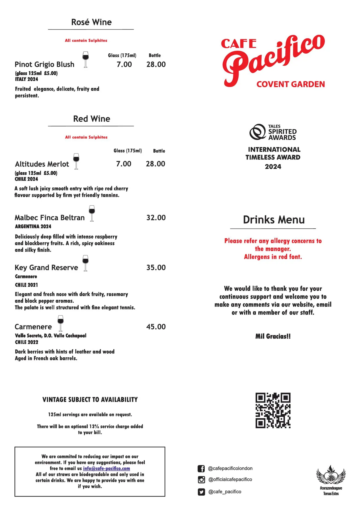 Café Pacifico menu, page 5