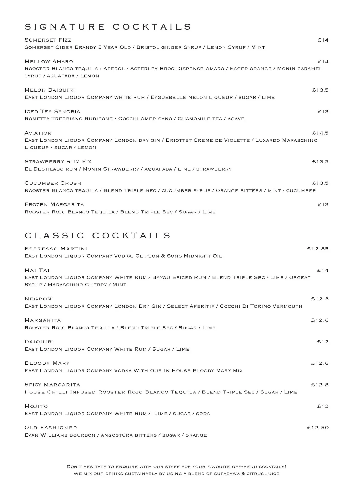 The Starman menu, page 4