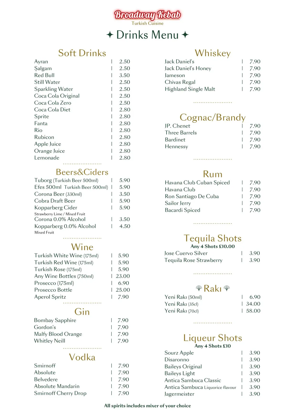 Broadway BBQ menu, page 2