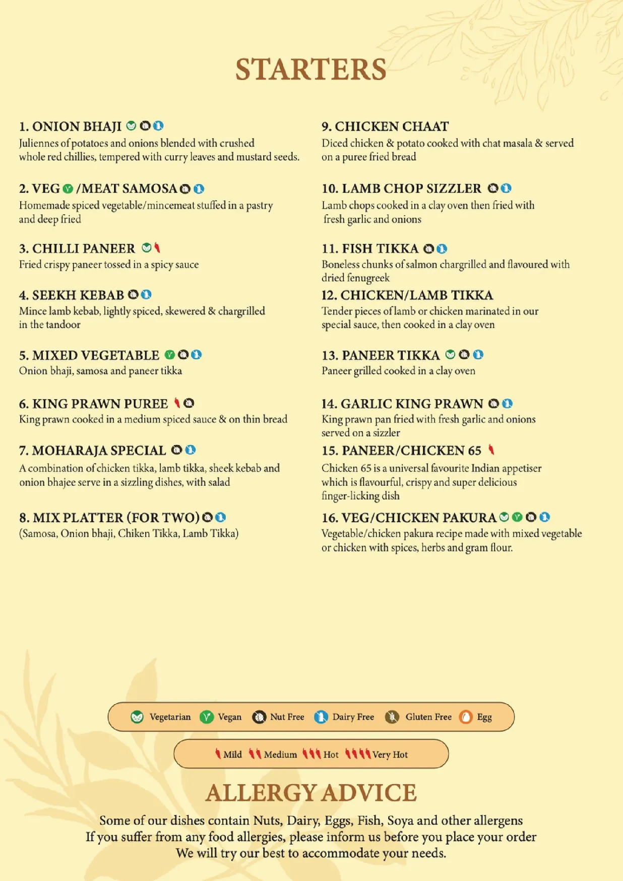 Maharaja of India SoHo menu, page 2