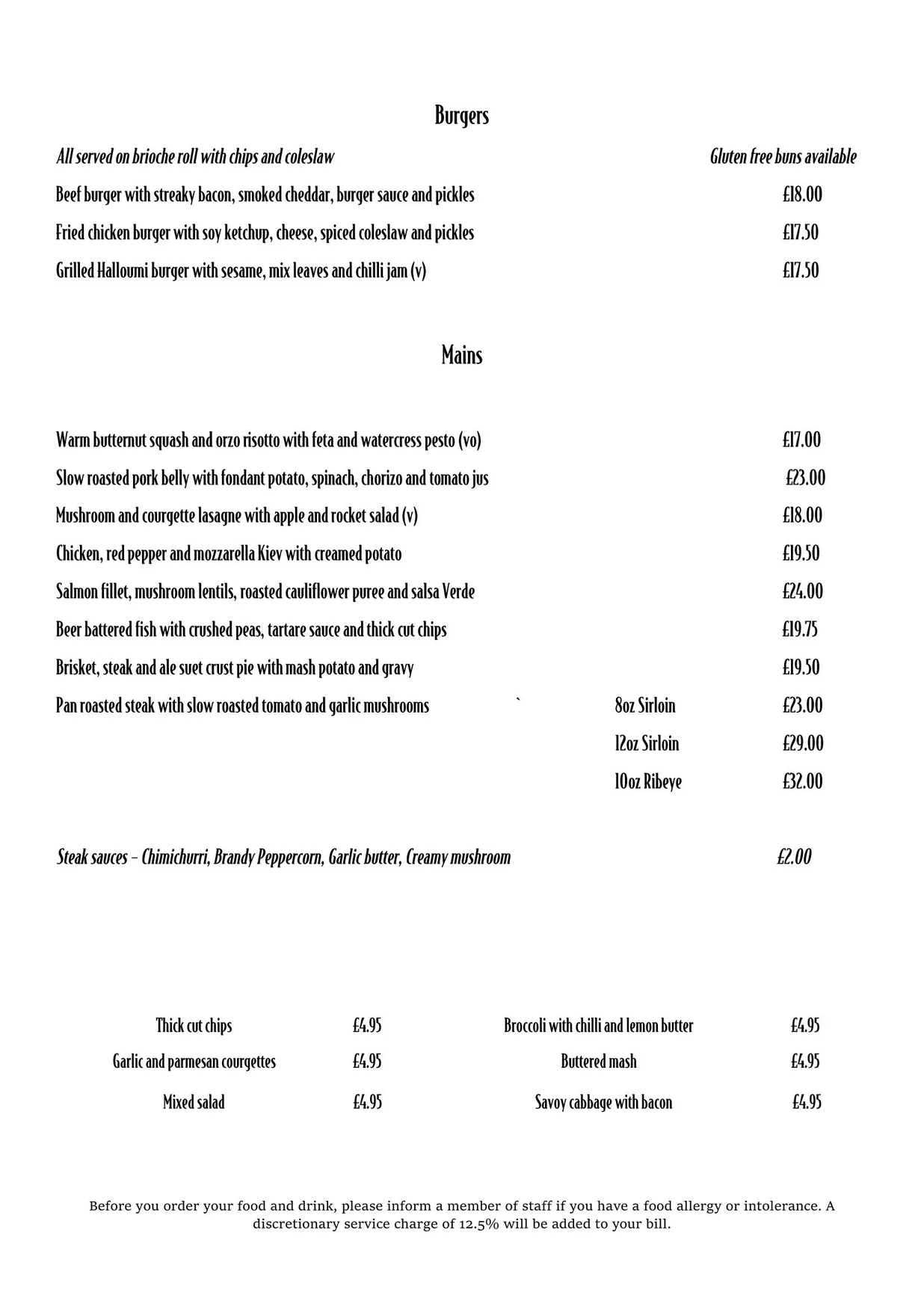 The Lamb Tavern menu, page 2