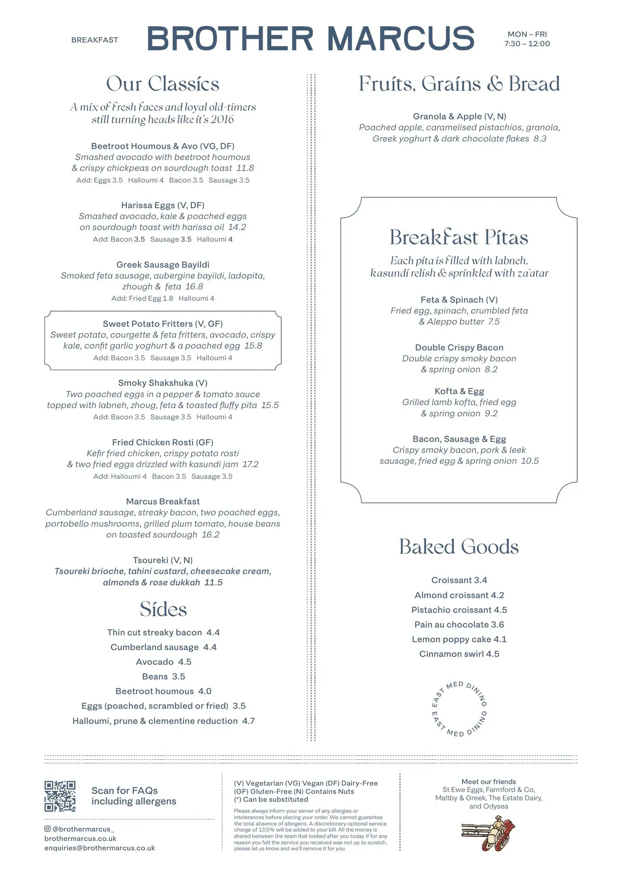 Brother Marcus Victoria menu, page 1