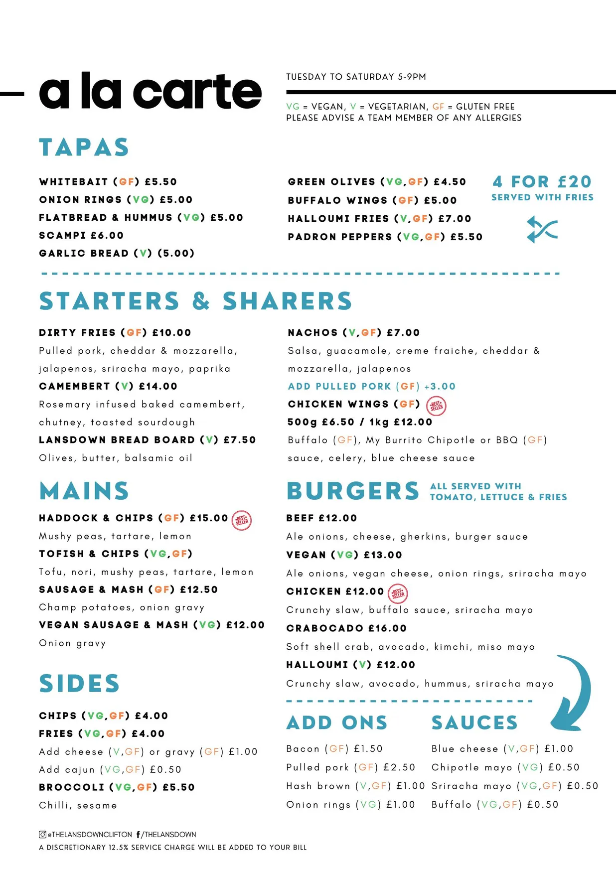 The Lansdown menu, page 1