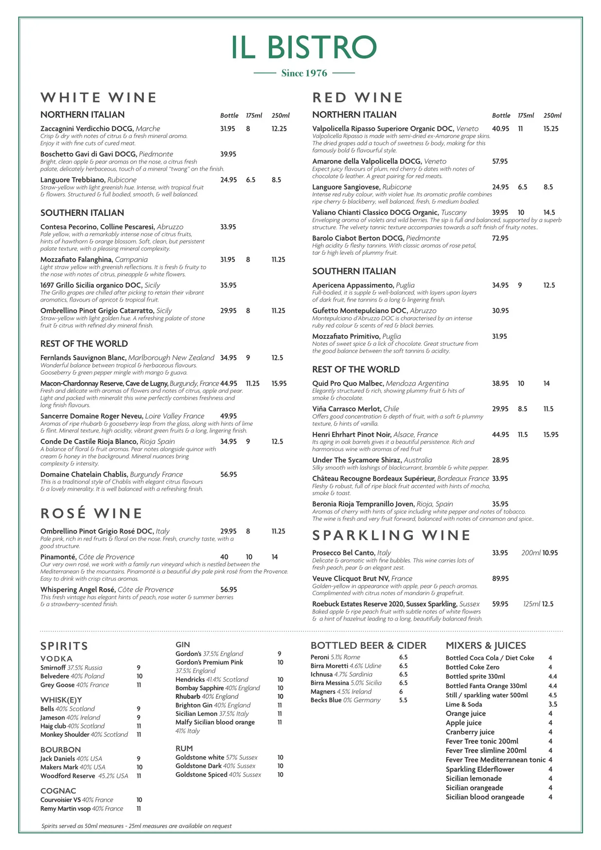 Il Bistro menu, page 4