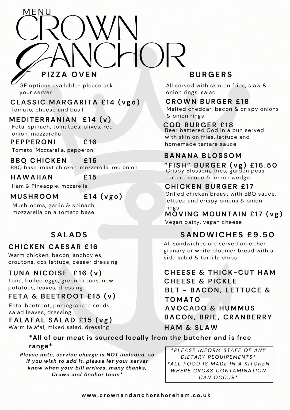 Crown and Anchor menu, page 2