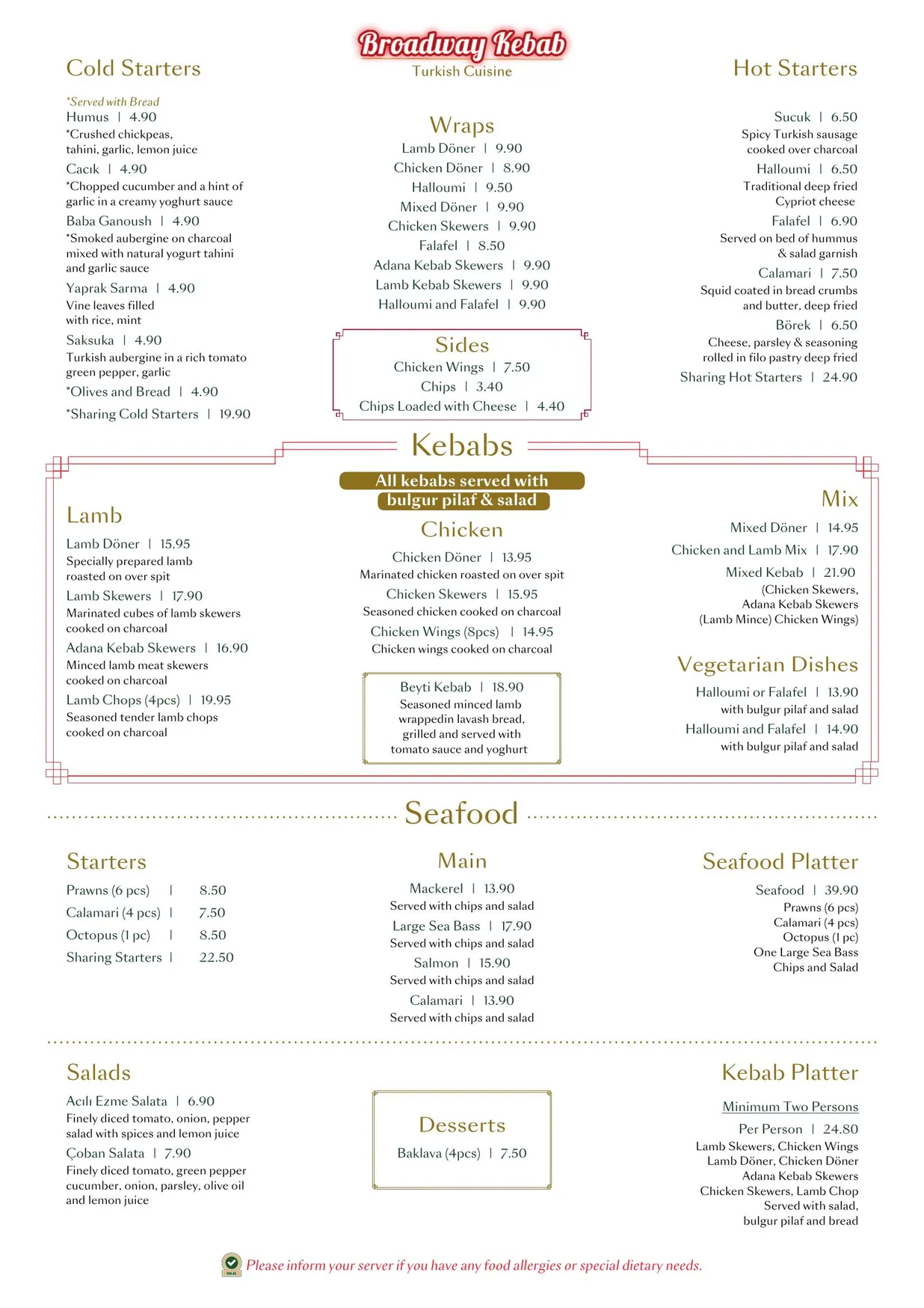 Broadway BBQ menu, page 1