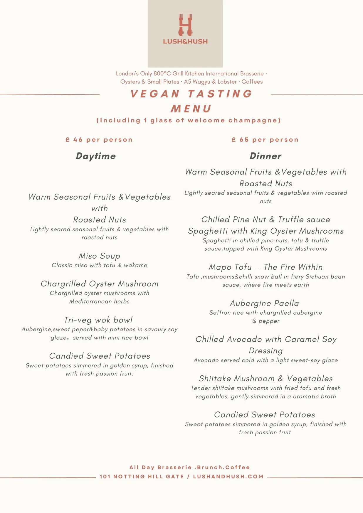 Lush and Hush menu, page 7