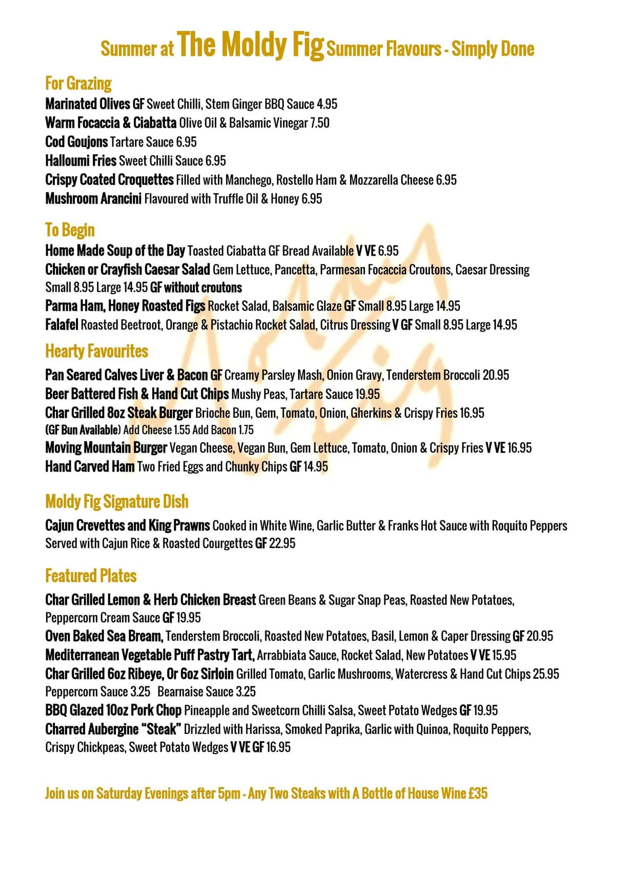The Moldy Fig @ The Concorde menu, page 1
