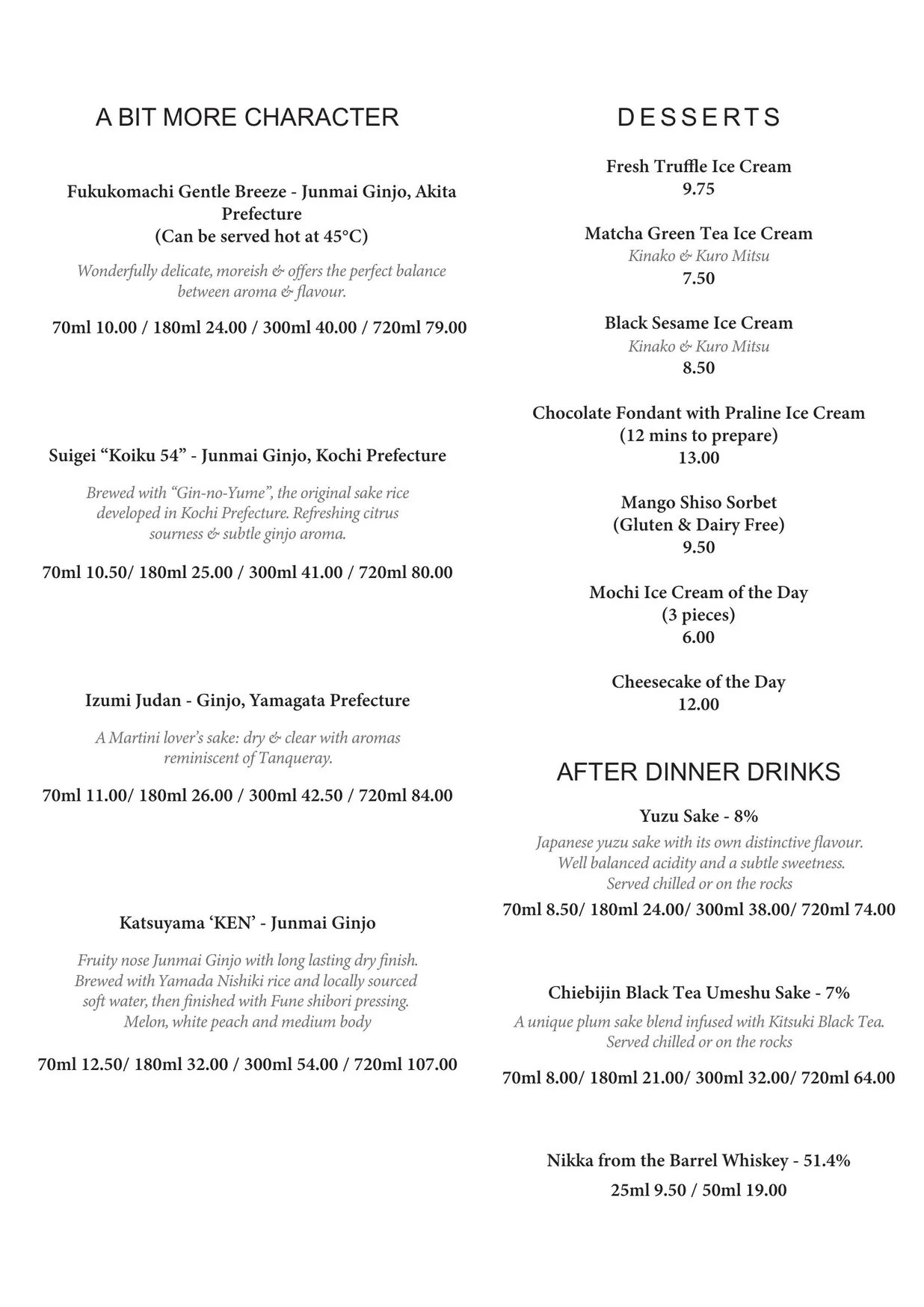 Dinings menu, page 6