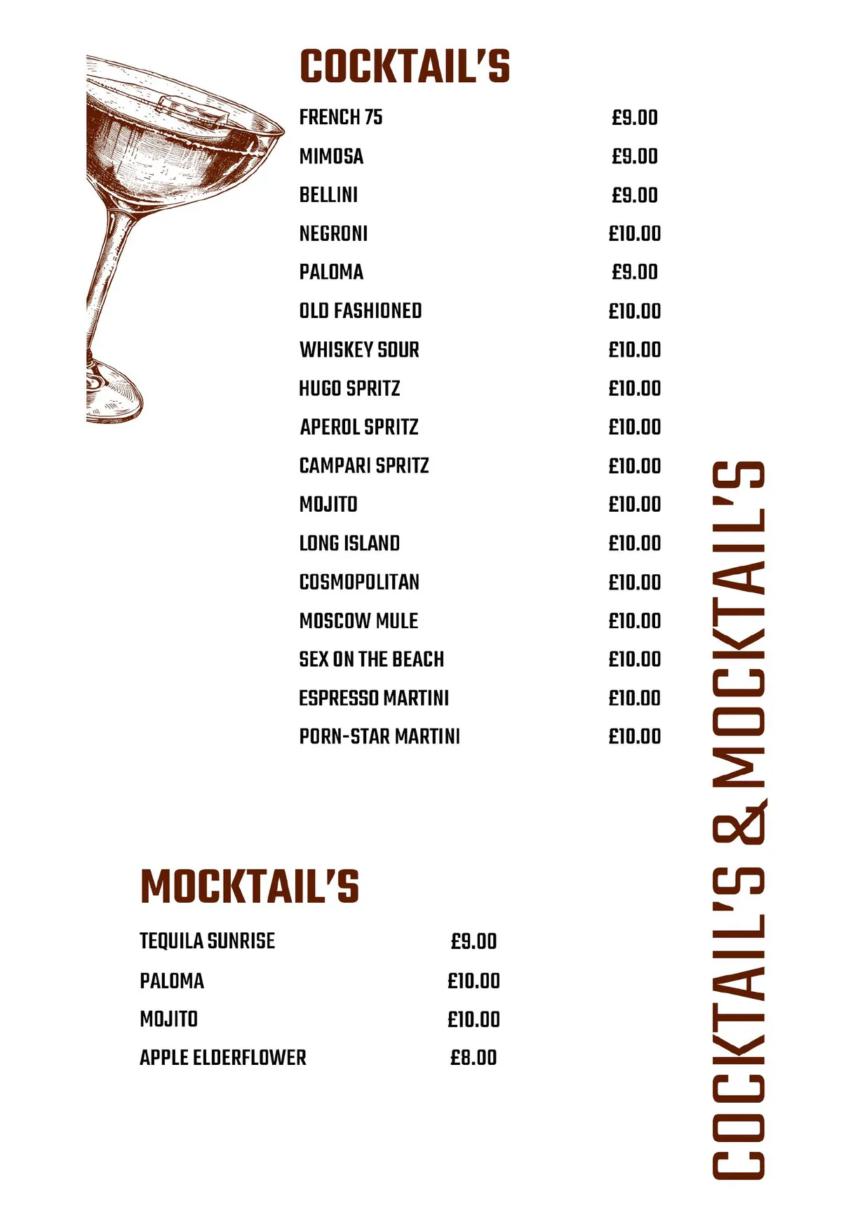 Bug and Barrell menu, page 9