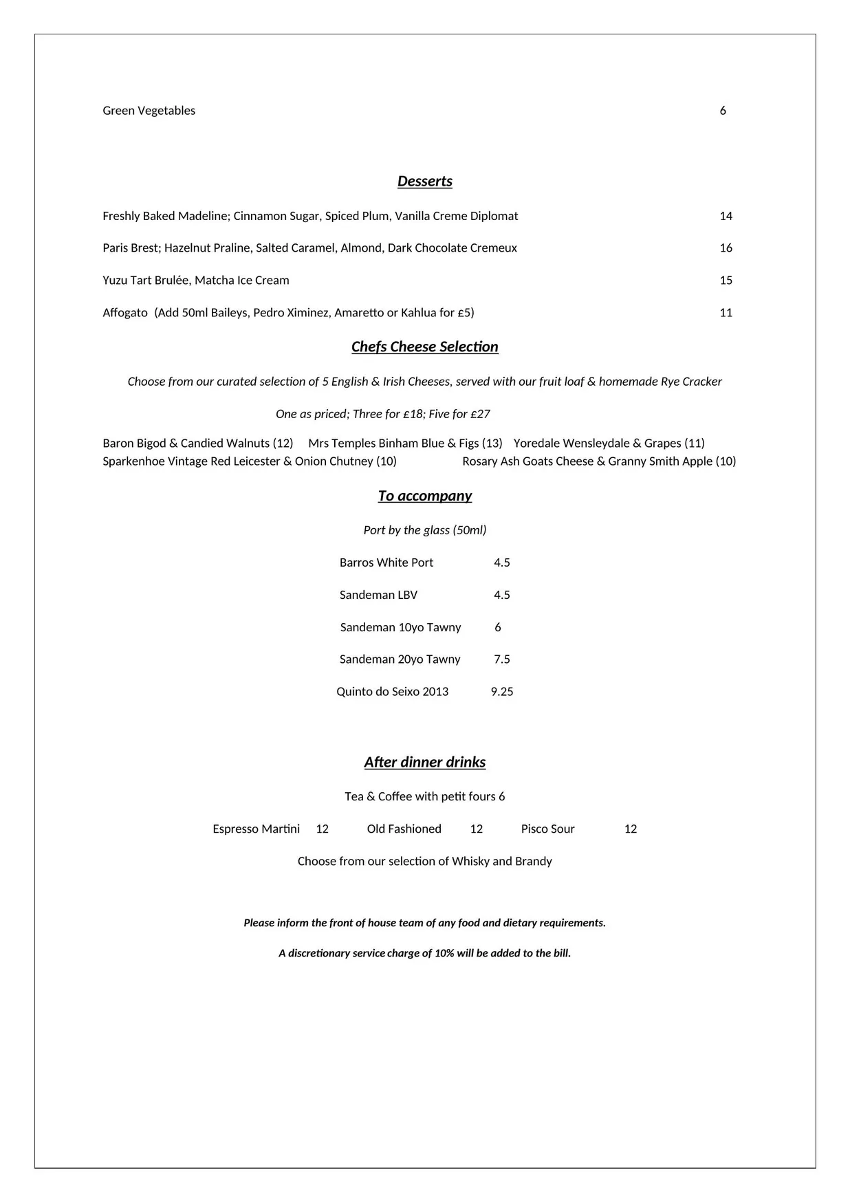The Last Wine Bar & Restaurant menu, page 2
