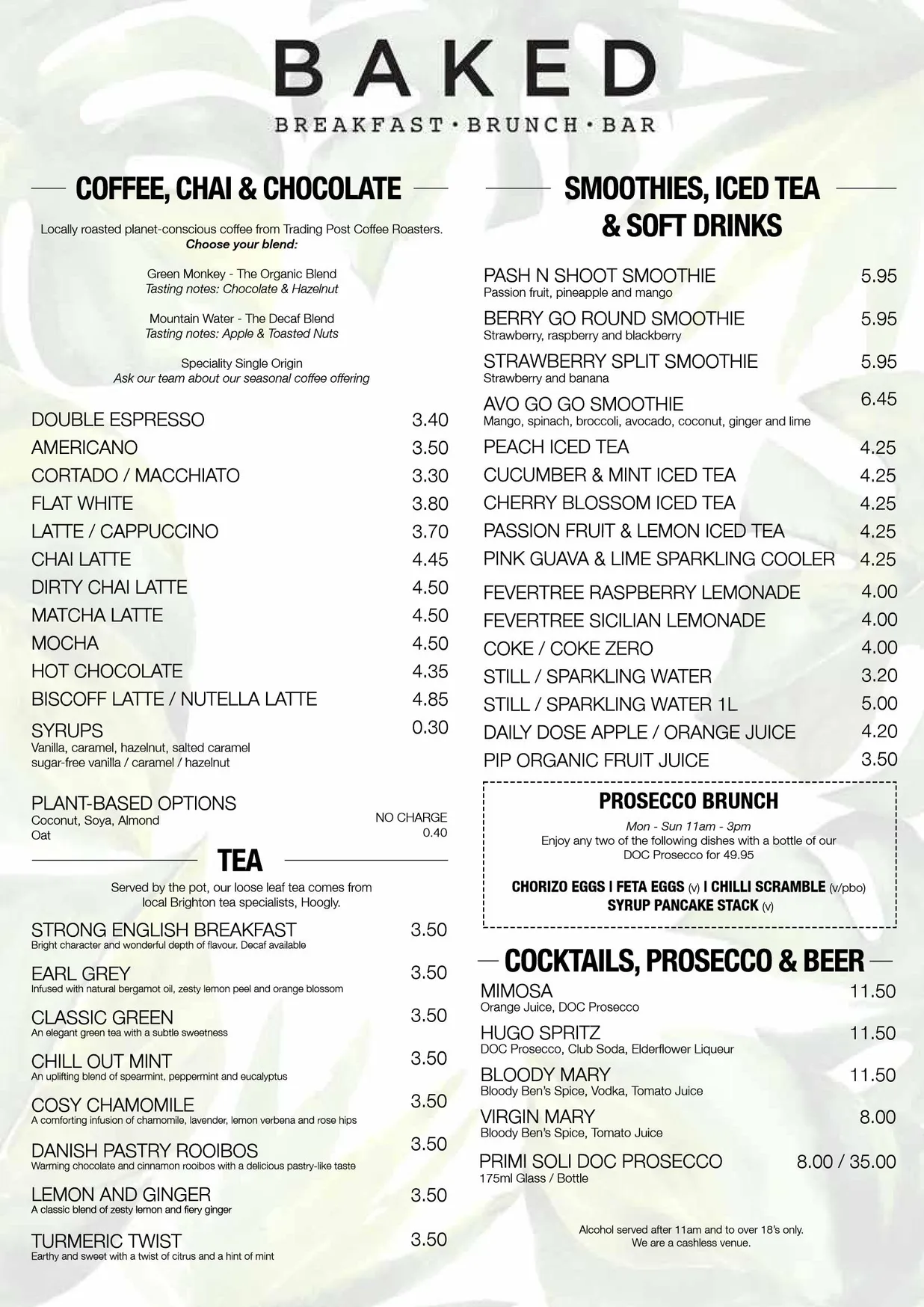 Baked menu, page 1