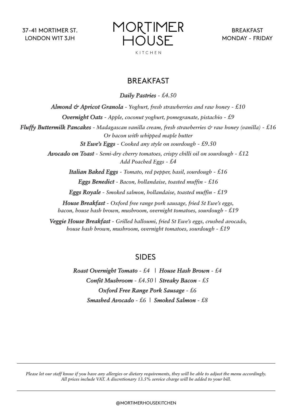 Mortimer House Kitchen menu, page 4