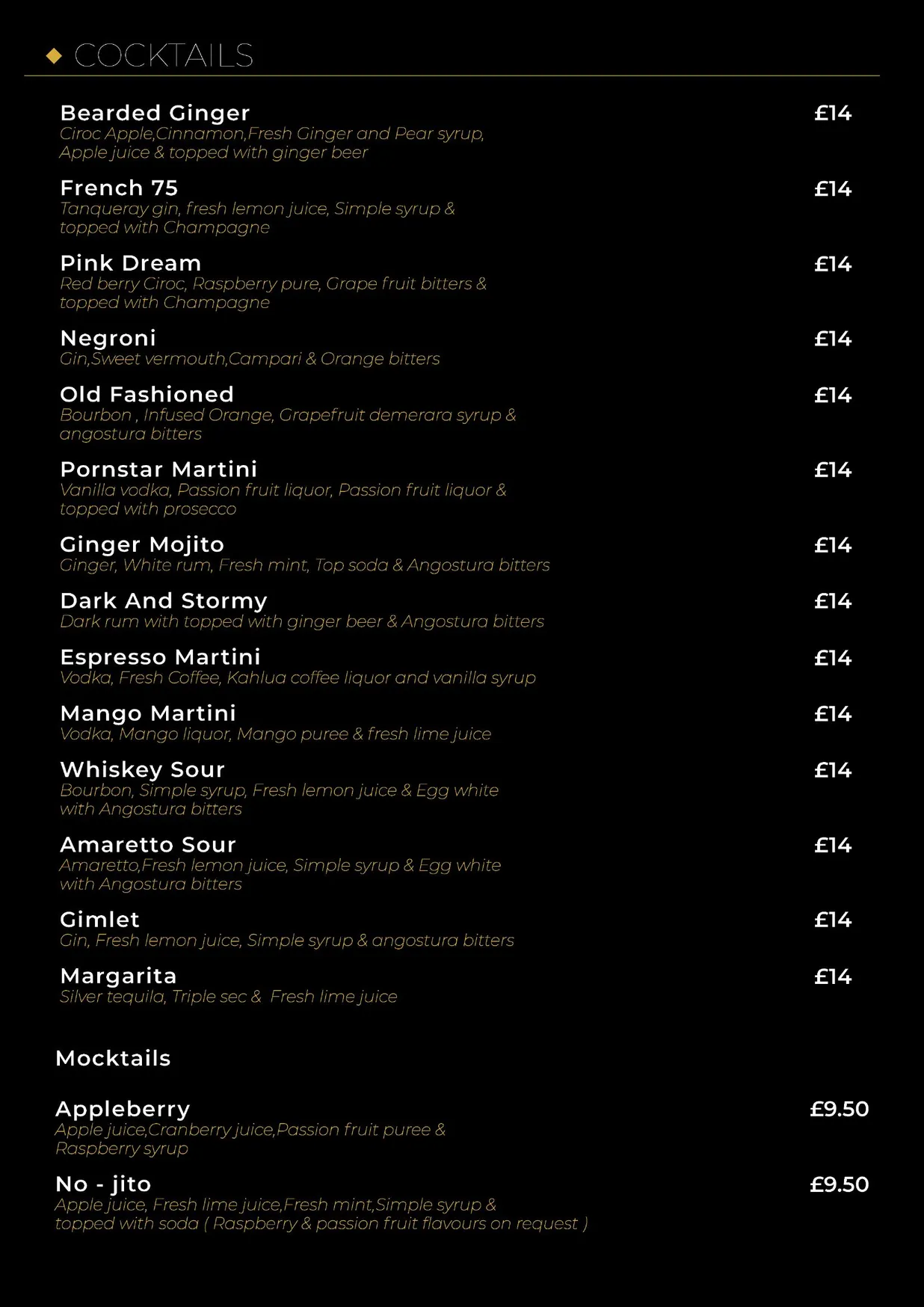 Maharani Palace menu, page 7
