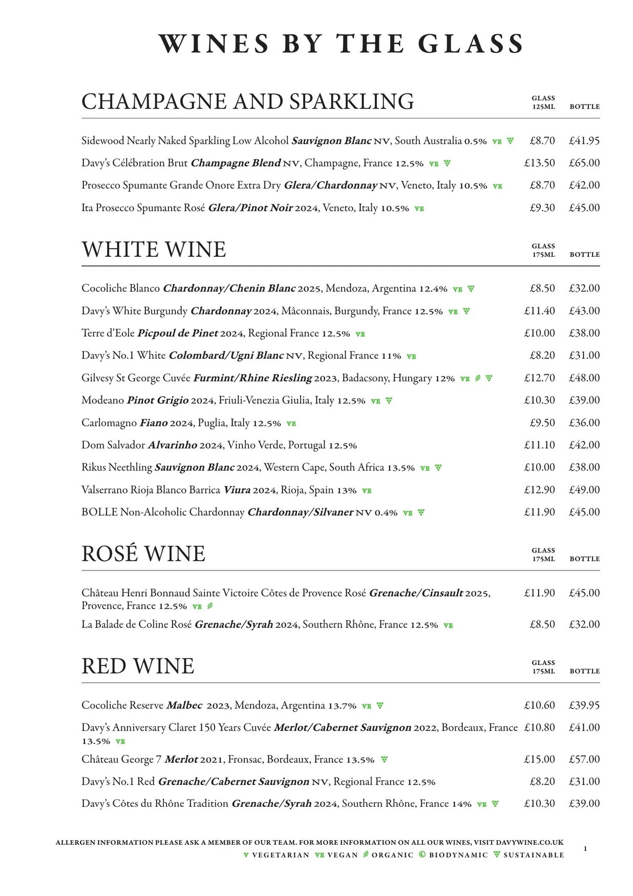 Mug House menu, page 3
