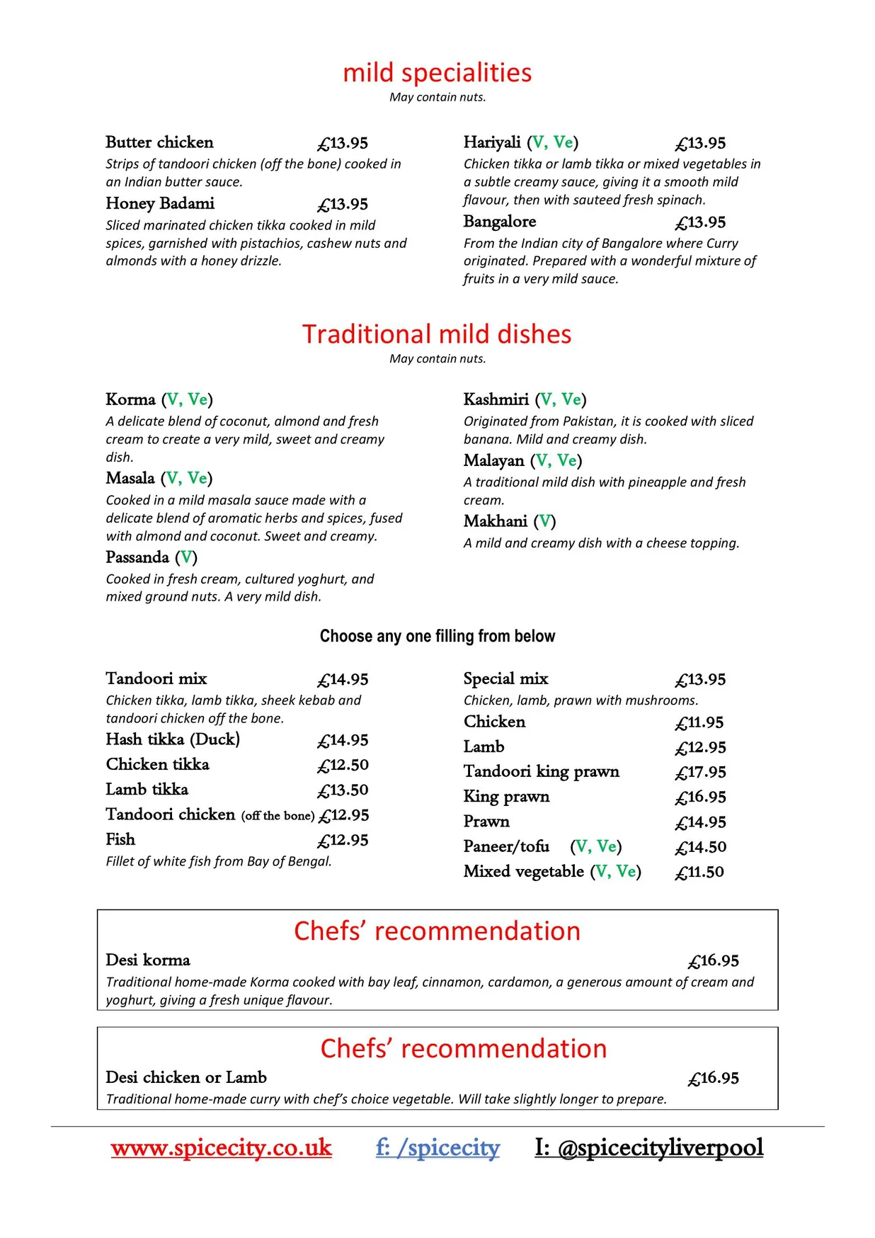 Spice City menu, page 17