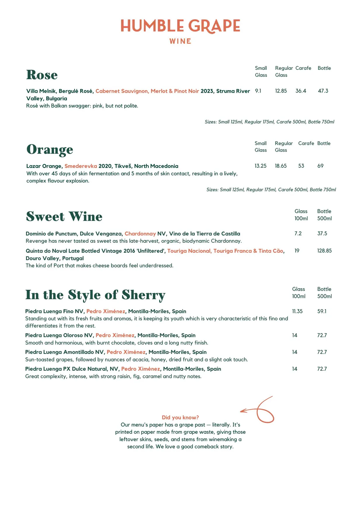 Humble Grape Islington menu, page 6