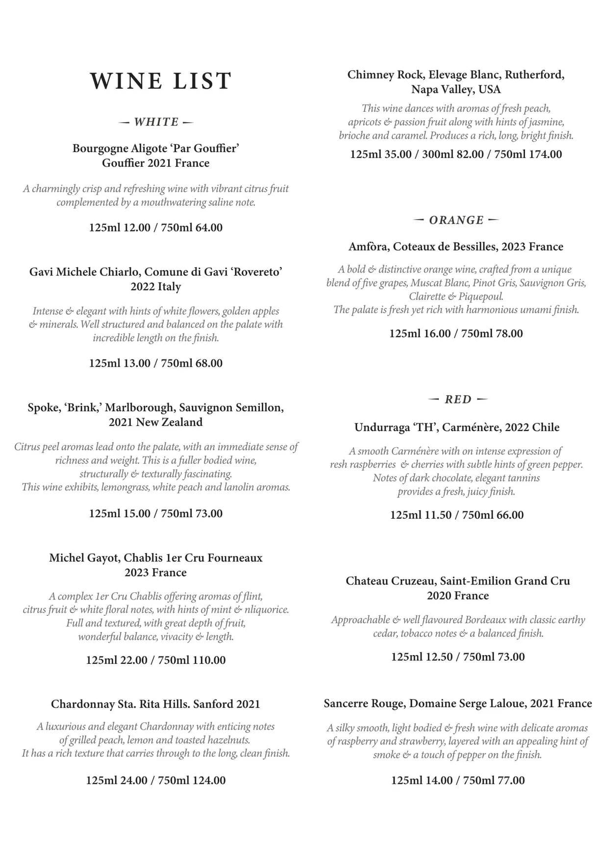 Dinings menu, page 8