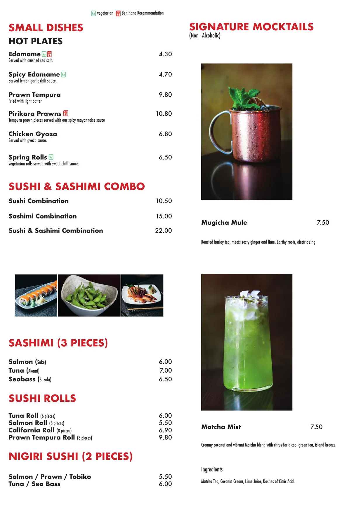 Benihana Covent Garden menu, page 4