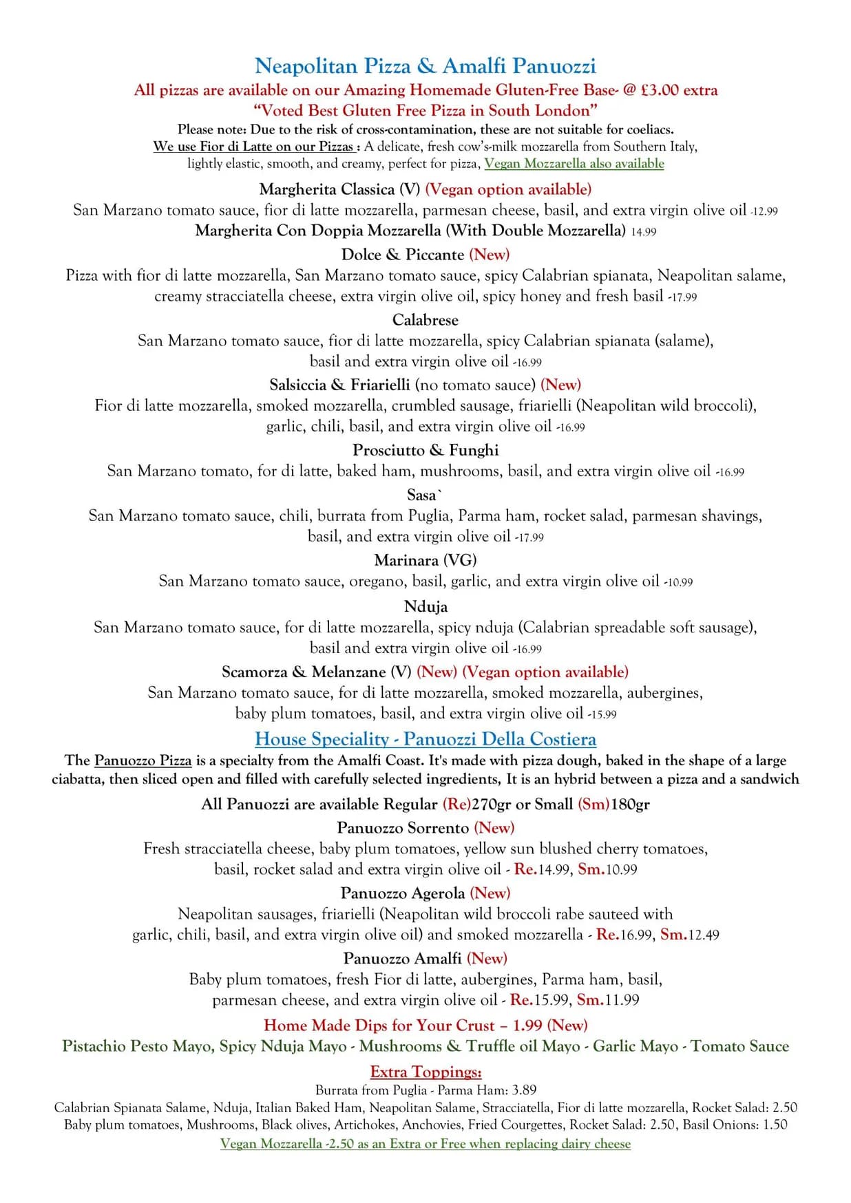 Amore & Limoncello menu, page 9