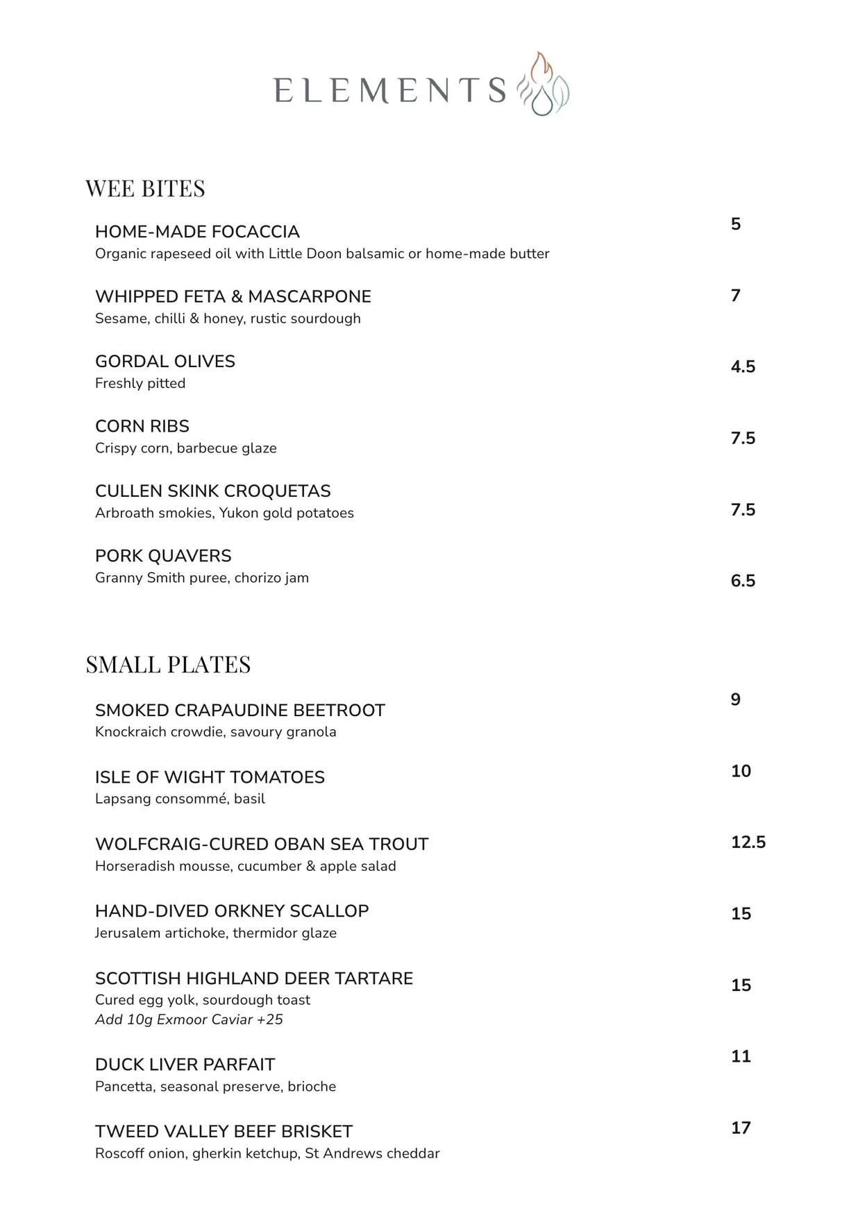Elements menu, page 2