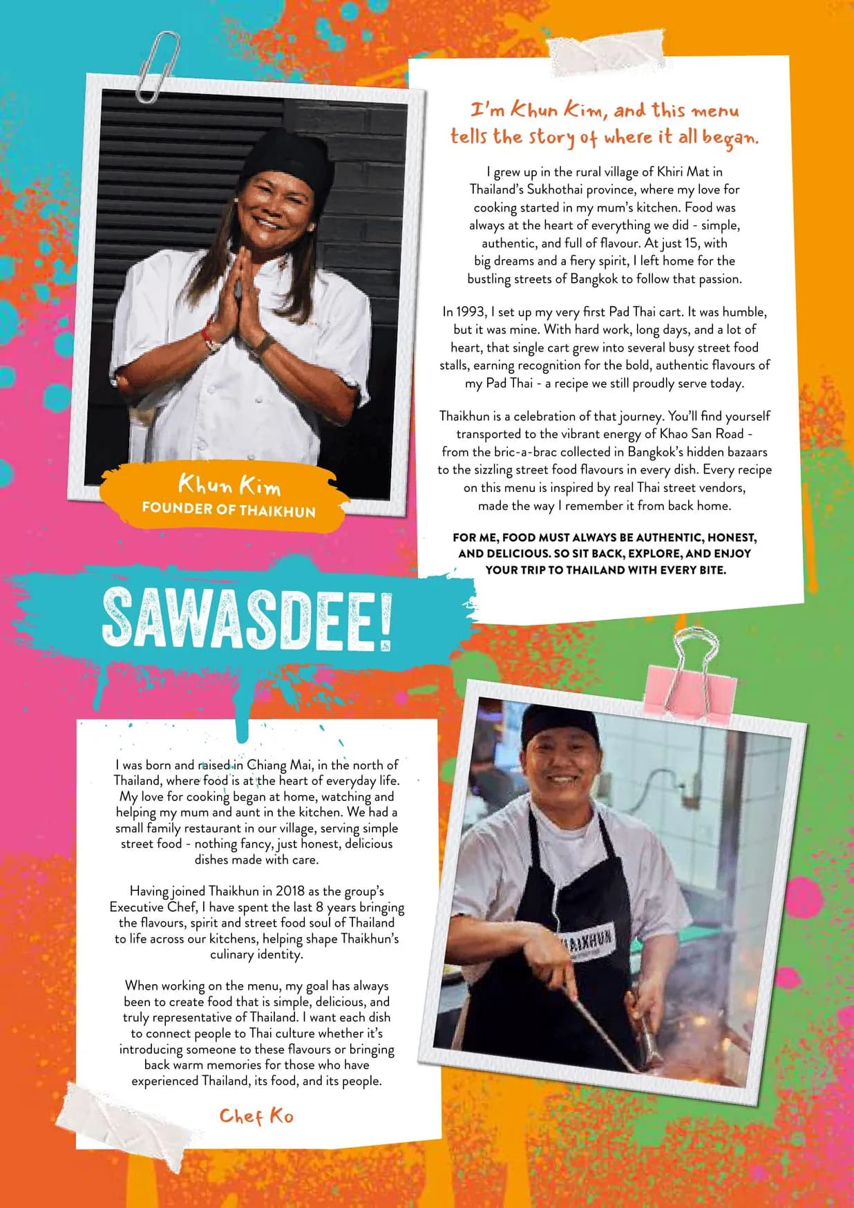 Thaikhun menu, page 1